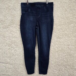 Spanx Jeans Women's Large Dark Blue Pull-On Skinny Stretch